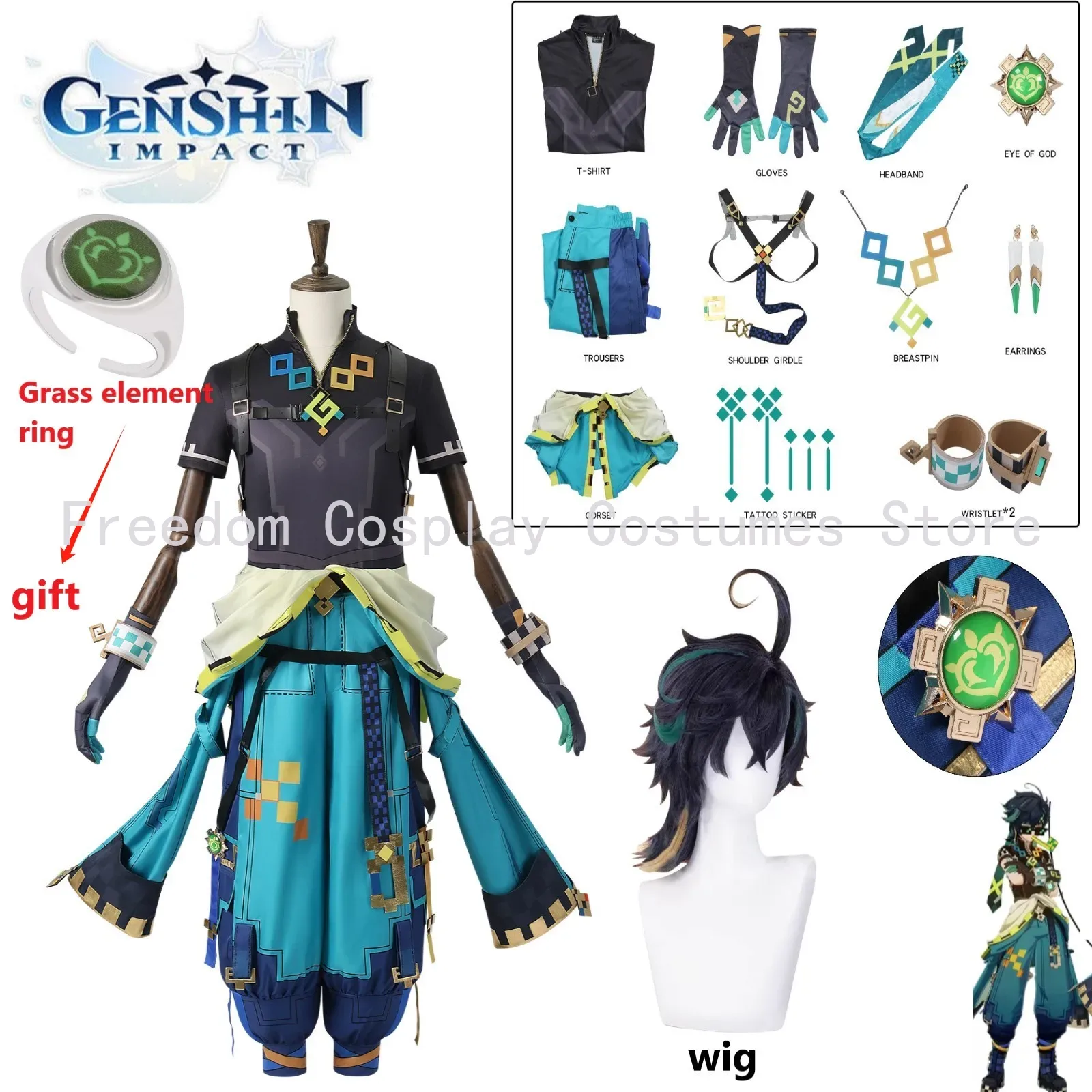 Game Genshin Impact Kinich Cos - Anime Cosplay Wigs reseña y precio