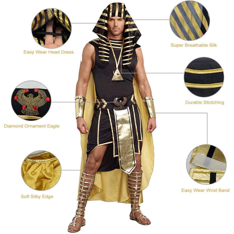 Men Egyptian Costume Set 7 Pcs - Egypt Cosplay Anime reseña y precio